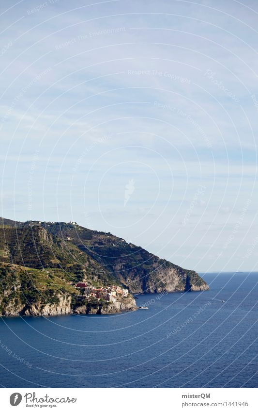 Bunte Küste. Kunst Kunstwerk ästhetisch Insel Italien Landschaft Hafenstadt mediterran Meer Mittelmeer Farbfoto mehrfarbig Außenaufnahme Experiment abstrakt