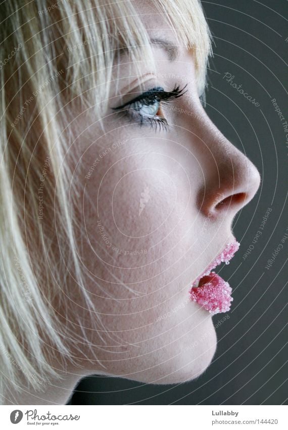 sugar Queen Frau Lippen blond Haare & Frisuren Silhouette Zucker süß kalt Mund Auge Nase blau Gesicht Profil