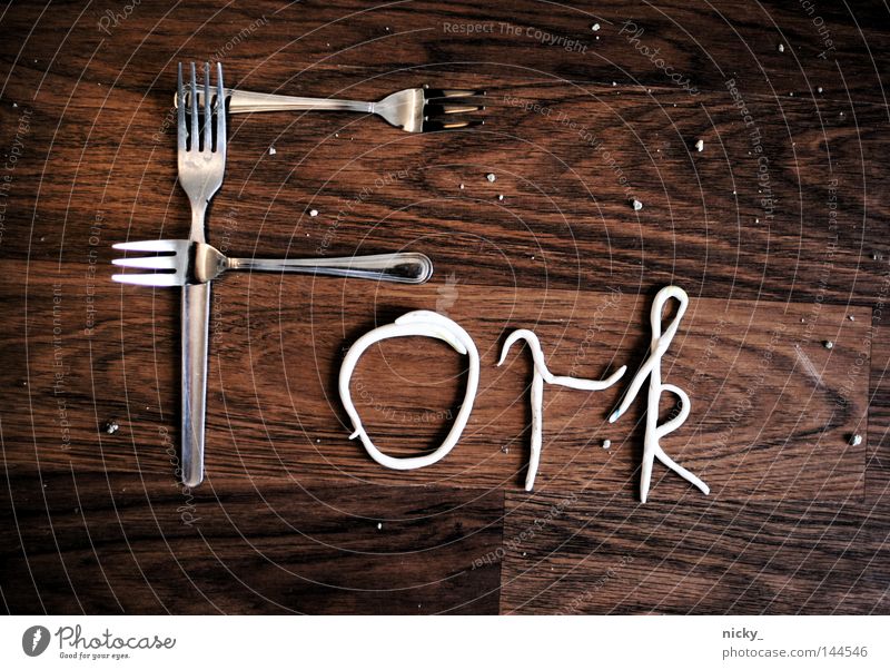 FORK Gabel Typographie Buchstaben Holz Besteck Lebensmittel Ernährung Kies graphisch Schriftzeichen Handwerk Küche fork zeitgenössisch Bild