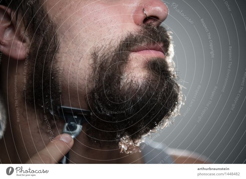 Vollbart rasieren Körperpflege Haare & Frisuren Gesicht Rasieren Bad Mensch maskulin Junger Mann Jugendliche Erwachsene 1 30-45 Jahre Unterwäsche brünett Bart