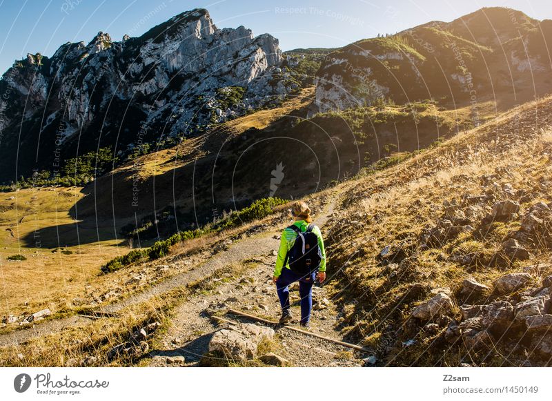 Abstieg Freizeit & Hobby Ausflug wandern feminin Junge Frau Jugendliche 18-30 Jahre Erwachsene Natur Landschaft Herbst Schönes Wetter Alpen Berge u. Gebirge