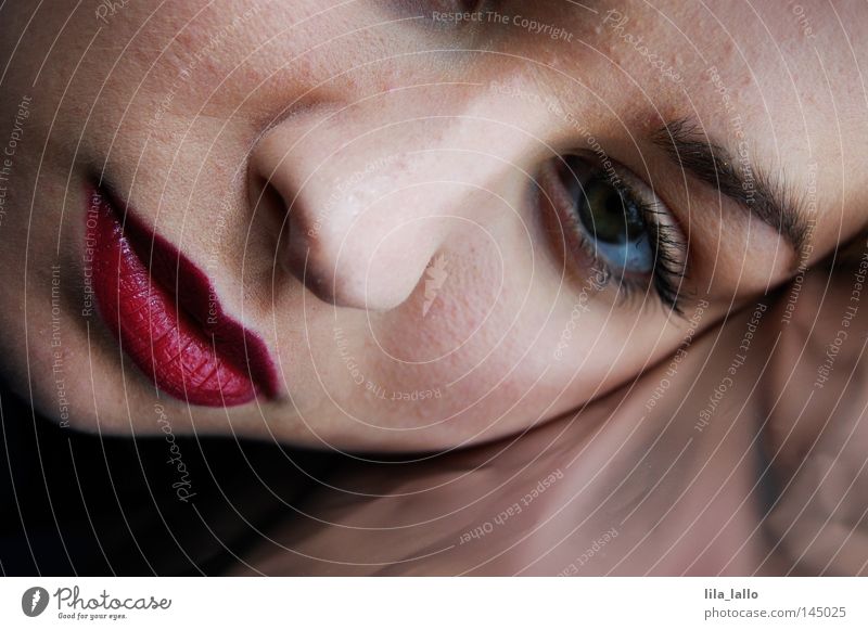 klassisch… Gesicht Gesichtsausdruck Mund Lippen Lippenstift Schminke Augenbraue Augenfarbe Nase Wange Metallfolie Reflexion & Spiegelung Frau Kussmund schön