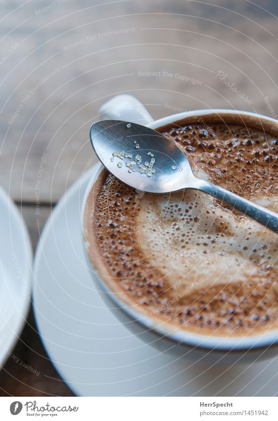 Zuckerlöffel Getränk Heißgetränk Kaffee Tasse Lifestyle Wohlgefühl Erholung Häusliches Leben Restaurant heiß lecker braun Untertasse Café Cappuccino Milchkaffee