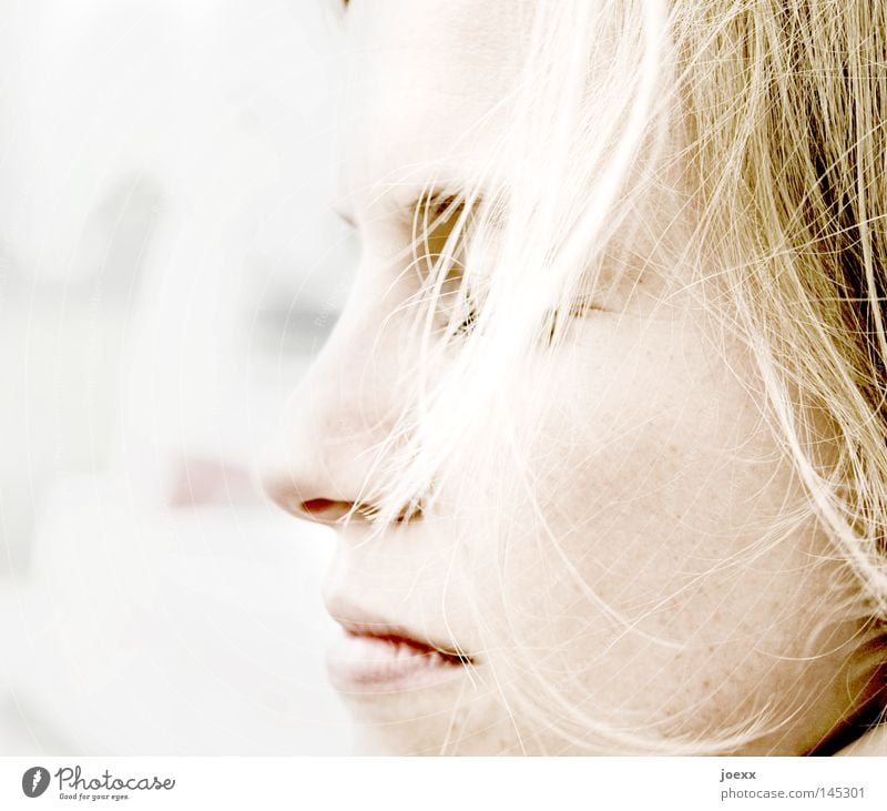 Wesentlich Aussehen geschlossene Augen Blick blond entdecken ernst Frau Haare & Frisuren geheimnisvoll Gesicht hell schön Jugendliche Meditation Mund Denken