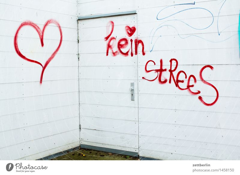 kein StReeS Graffiti Grafik u. Illustration Mediengestalter Stress Aufschrift Schriftzeichen schreiben beschmiert Vandalismus Herz Liebe Romantik Information