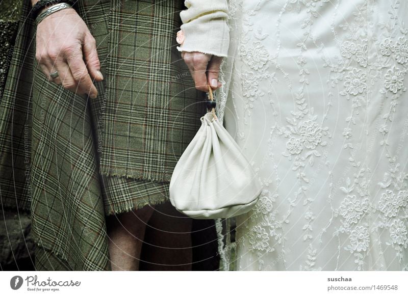 hochzeit Braut Bräutigam Hochzeit Ehe Ehemann Ehefrau Brautkleid Kilt Mittelalter Hand Tasche