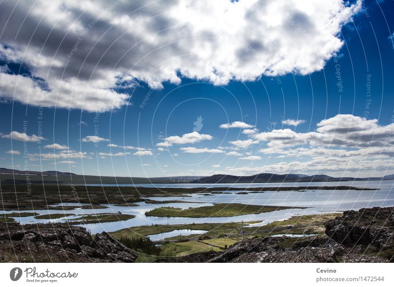 Isländische Schönheit Natur Landschaft Urelemente Luft Wasser Himmel Wolken Horizont Schönes Wetter Hügel Bucht Fjord Insel Island genießen