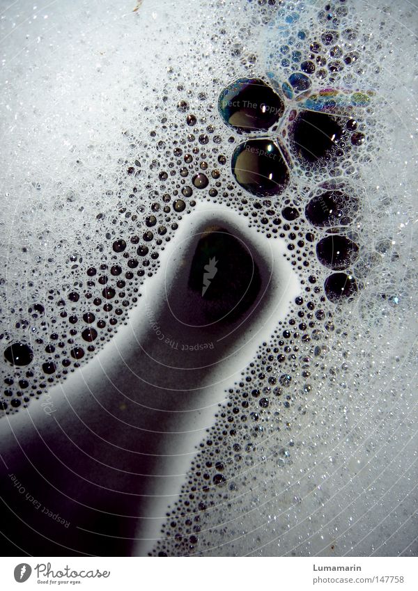 Oberflächenaktivität Wasser Wasseroberfläche Schaum Blase Haushalt Detailaufnahme Geschirrspülen Seife Spülmittel Gas Flüssigkeit künstlich Stoff