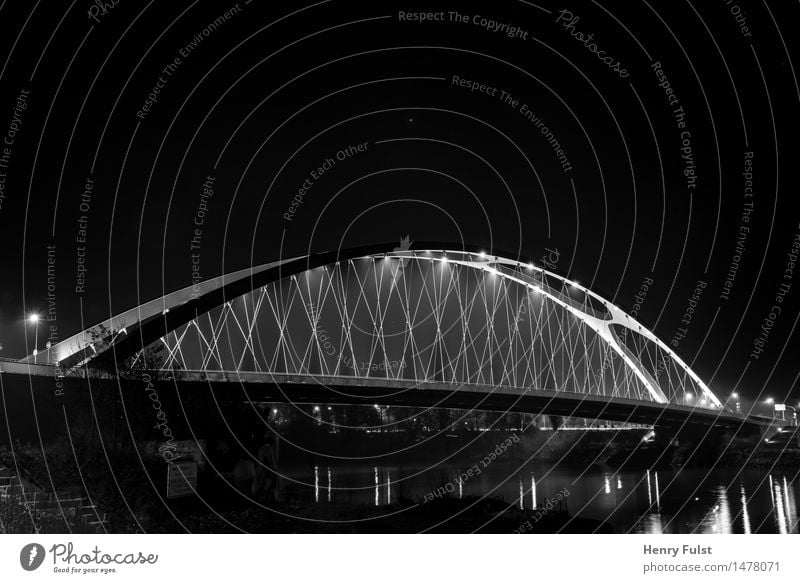Border Bridge 2.0 Stadt Stadtrand Brücke Beton Stahl Kunst Nacht Langzeitbelichtung Nachtaufnahme Fluss Zentralperspektive