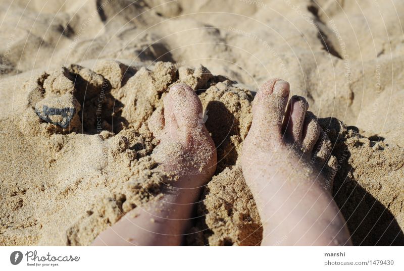 barfuß Mensch feminin Beine Fuß 1 Natur Gefühle Stimmung Freude Zufriedenheit Strand Sand Ferien & Urlaub & Reisen Urlaubsfoto Zehen genießen Erholung Meer