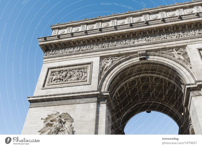 Arc de Triomphe de l’Étoile Architektur Bauwerk Mauer Wand Fassade Sehenswürdigkeit Wahrzeichen Denkmal Kultur Politik & Staat Tourismus Stadt Paris Erinnerung