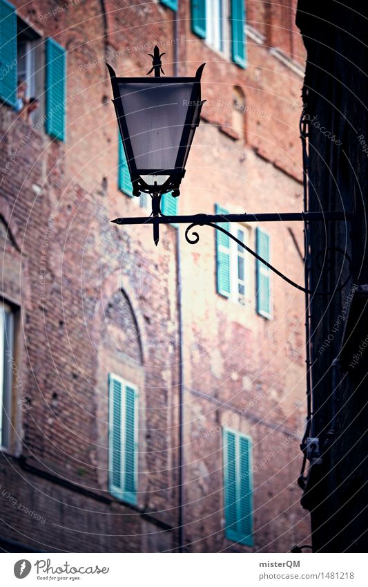 Gassenleuchte. Kunst ästhetisch mediterran Laterne Architektur Romantik Grossstadtromantik Lampe Mittelalter Italien Toskana Farbfoto mehrfarbig Außenaufnahme