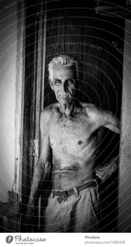 Original Cuban Farmer Mensch maskulin Mann Erwachsene Männlicher Senior Vater Großvater Kopf 1 60 und älter Hose Stoff weißhaarig Behaarung Brustbehaarung alt