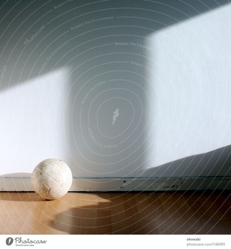 Volleyball Ball Wand weiß Schatten Bodenbelag Laminat Raum Licht Lichteinfall Fenster hell Morgen Freizeit & Hobby Fußleisten