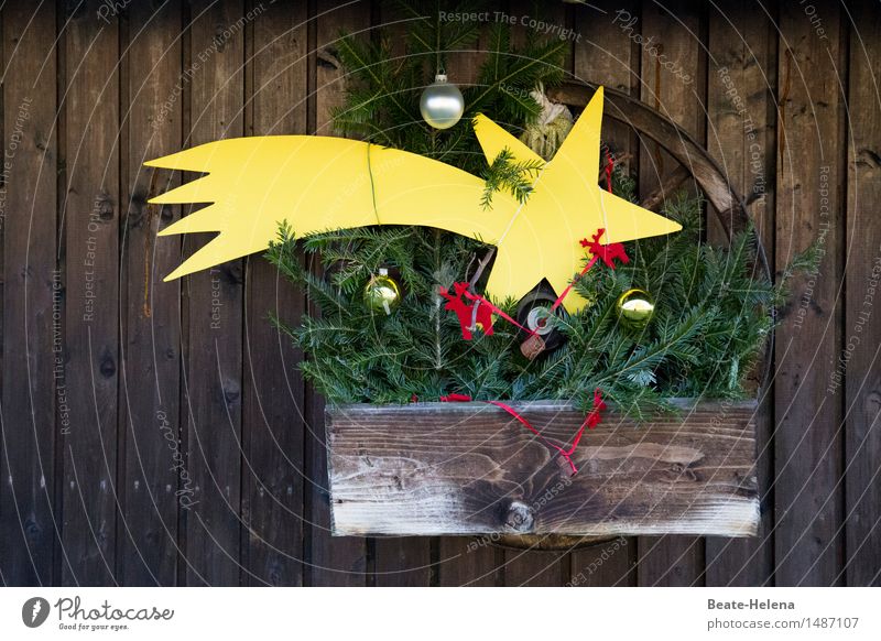 Bald ist Weihnachten Feste & Feiern Weihnachten & Advent Mauer Wand Balkon Zeichen ästhetisch Duft braun gelb gold rot Stimmung Erholung Bethlehem