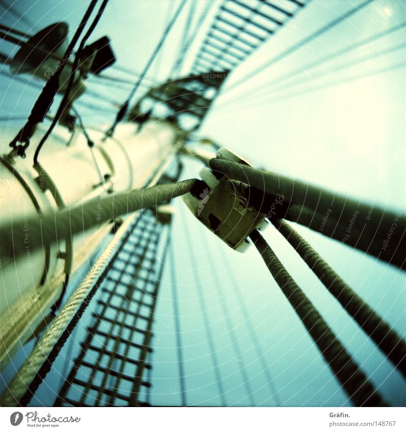 Hafengeburtstag Mast Wasserfahrzeug Himmel Wolken Lomografie Seil Wanten Holz Segelschiff Marine Block Großsegler Russland Russisch Schönes Wetter Ferne