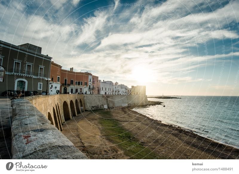 Abends in Italien Ferien & Urlaub & Reisen Tourismus Ausflug Abenteuer Freiheit Sommerurlaub Strand Himmel Wolken Sonne Sonnenlicht Meer Gallipoli Apulien