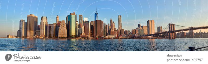 Manhattan-Panorama Ferien & Urlaub & Reisen Städtereise Sommer Sommerurlaub Himmel Sonnenaufgang Sonnenuntergang Fluss Stadt Stadtzentrum Skyline Hochhaus