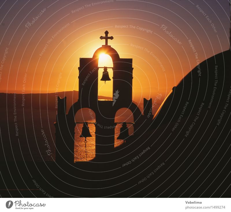 Kapelle auf Santorin Ferien & Urlaub & Reisen Tourismus Meer Insel Haus Sonne Sonnenaufgang Sonnenuntergang Sonnenlicht Vulkan Griechenland Europa Kirche