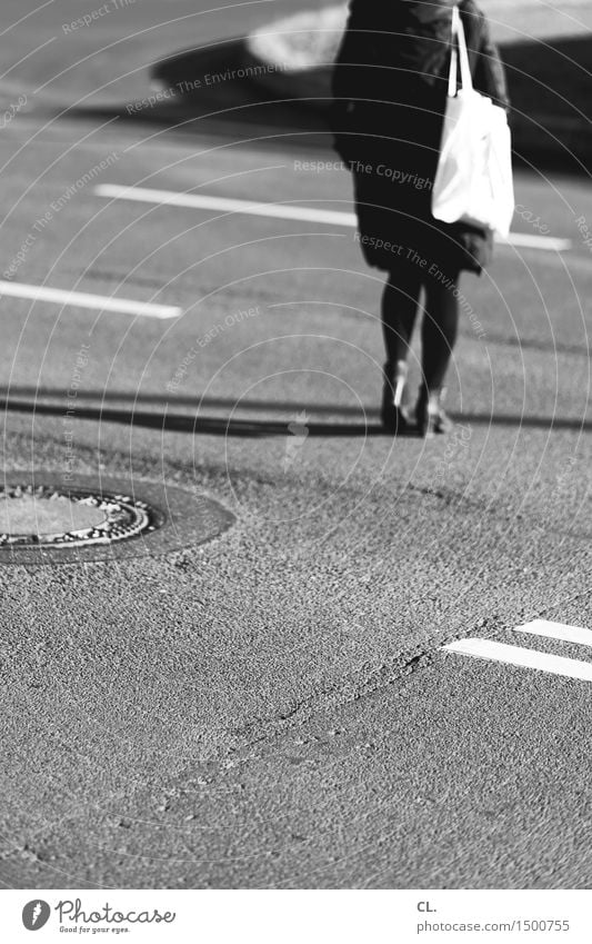über die straße Mensch feminin Frau Erwachsene Leben 1 Verkehr Verkehrsmittel Verkehrswege Straßenverkehr Fußgänger Wege & Pfade Tasche Bewegung gehen