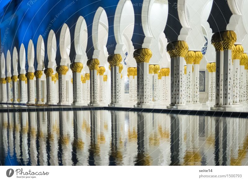 Grand Mosque Sheikh Al Zayed Architektur Kultur Fassade Sehenswürdigkeit Wahrzeichen Stein Gold Ornament Ferien & Urlaub & Reisen leuchten Moschee