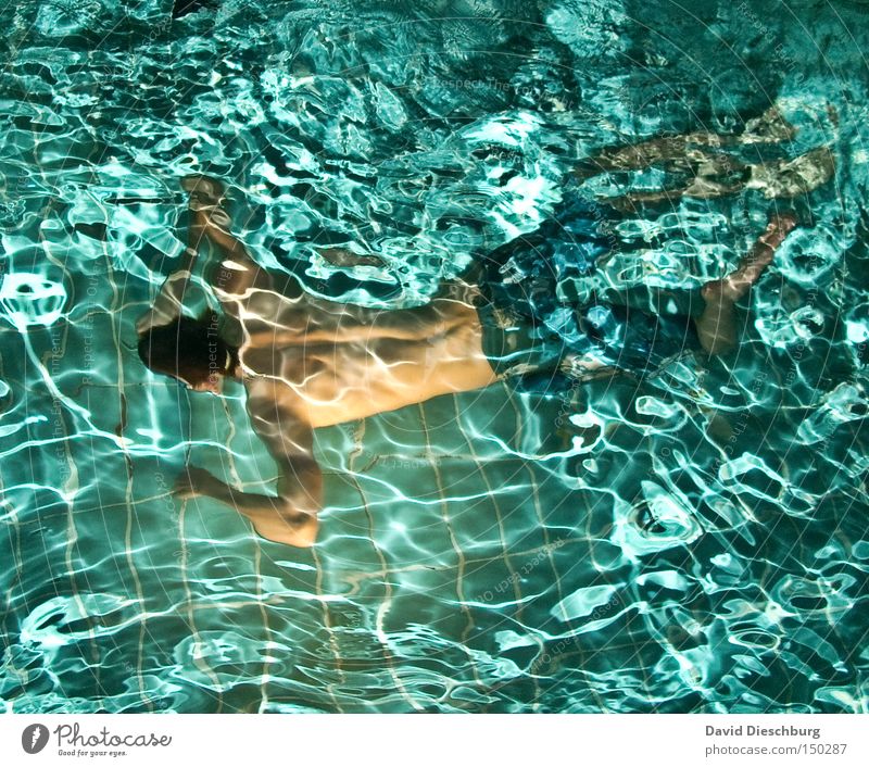 Tauchsüchtig Körper Wellness Leben Spa Schwimmen & Baden Freizeit & Hobby tauchen Schwimmbad Mensch maskulin Jugendliche 1 Wasser sportlich blau türkis Badehose