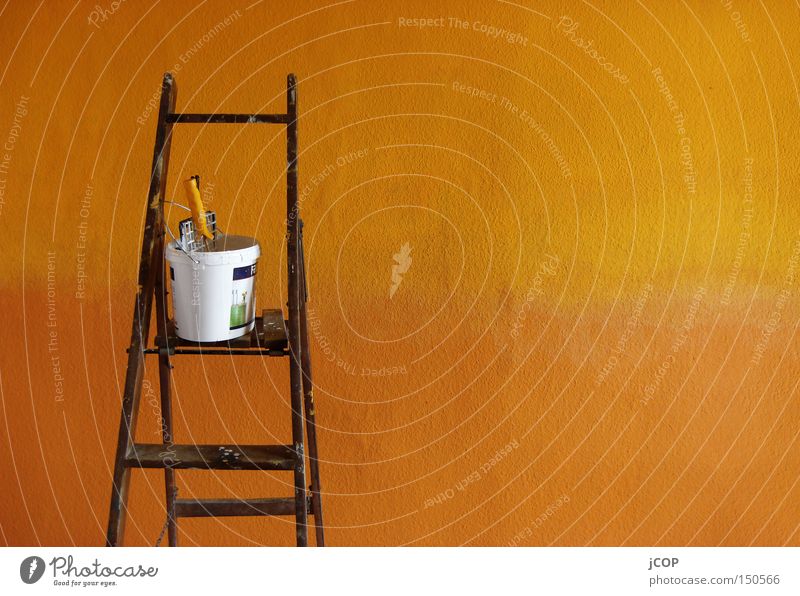 Streiche(l) Mich! streichen Maler Farbe Leiter Wärme Tapete Wand Verlauf Pinsel Fleck nass feucht Ordnung Dienstleistungsgewerbe