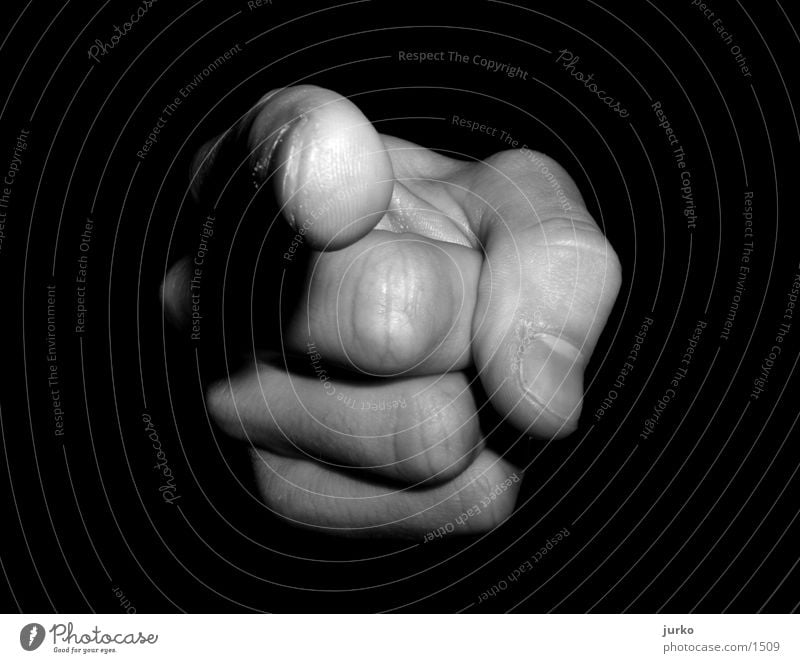 YOU! Hand Finger Fototechnik Schwarzweißfoto Makroaufnahme zeigen