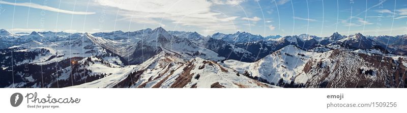 top Umwelt Natur Landschaft Himmel Winter Schönes Wetter Schnee Alpen Berge u. Gebirge Schneebedeckte Gipfel natürlich blau Schweiz Tourismus Farbfoto