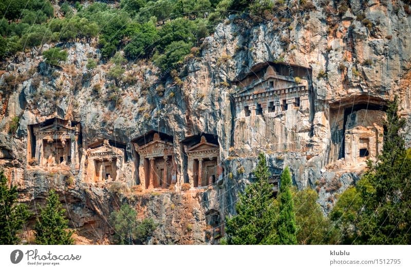 Kaunian Felsengräber von Dalyan, Ortaca, Türkei Körper Berge u. Gebirge Kultur Stadt Ruine Platz Gebäude Stein alt historisch Tod Farbe