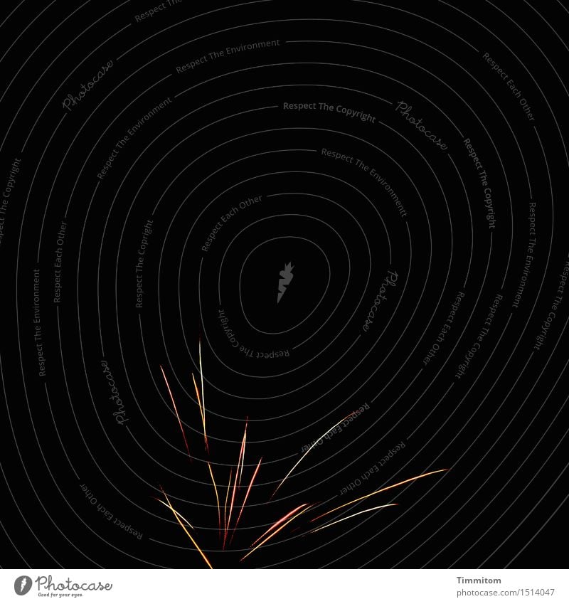 Kleine Feier. Veranstaltung Silvester u. Neujahr Nachthimmel leuchten gold rot schwarz Feuerwerk Nachtaufnahme Feste & Feiern bescheiden Farbfoto Außenaufnahme