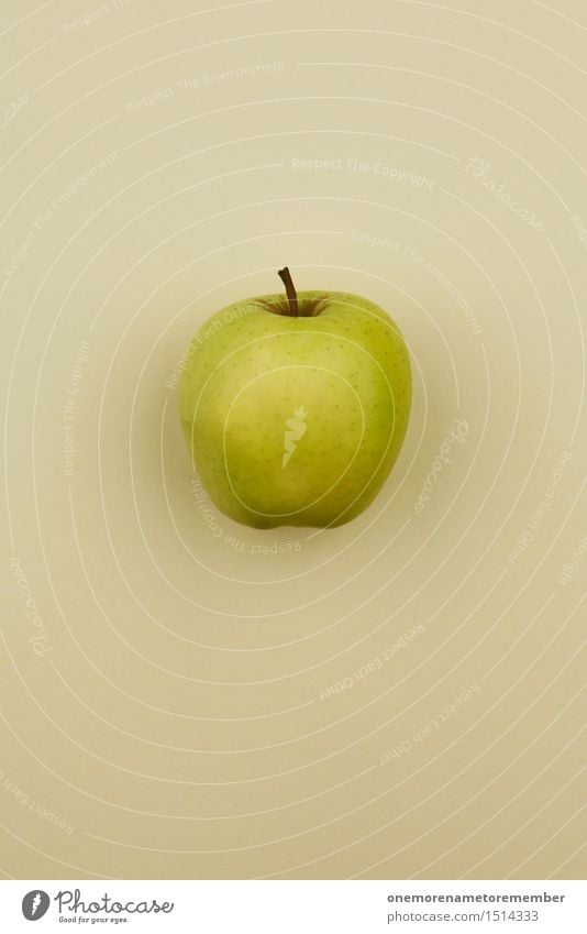 Jammy Apfel auf Beige Kunst Kunstwerk ästhetisch Apfelbaum Apfel der Erkenntnis Apfelernte Apfelschale vitaminreich Vitamin C grün Farbfoto mehrfarbig