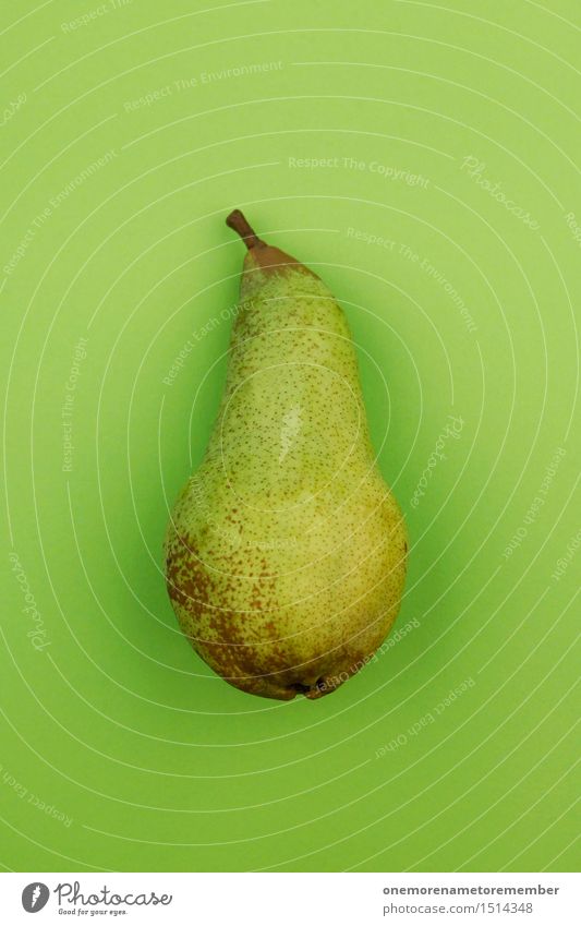 Jammy Birne auf Grün Kunst Kunstwerk ästhetisch Birnenstiel grün grasgrün Frucht lecker Gesunde Ernährung Bioprodukte Design gestalten innovativ Klarheit