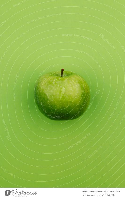 Jammy Apfel auf Grün Kunst ästhetisch Apfel der Erkenntnis Apfelernte Apfelkuchen Apfelkompott grün grasgrün lecker Appetit & Hunger Gesunde Ernährung