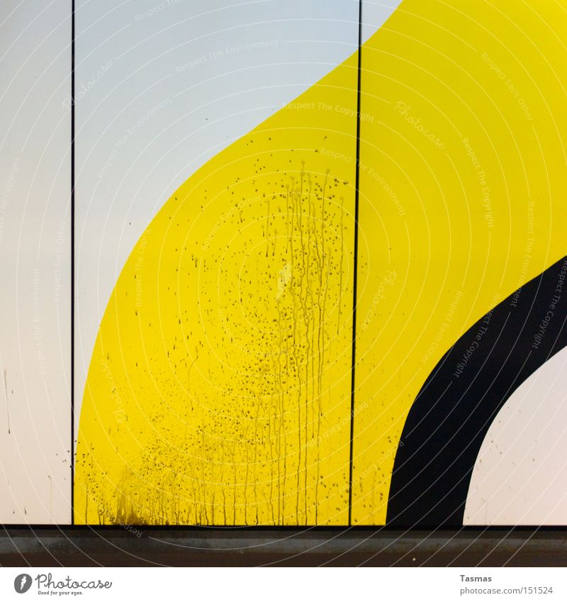 dreckiges Design unordentlich schwarz gelb weiß Farbe Farbstoff Strukturen & Formen Linie graphisch Geometrie Detailaufnahme modern Schilder & Markierungen