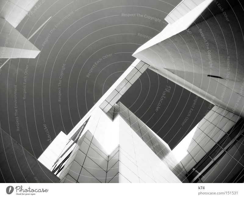 ALLES NEU Licht Schatten Architektur Strukturen & Formen Geometrie modern Bauwerk fliegen neu Zukunft kalt grau Futurismus Schwarzweißfoto Luftverkehr