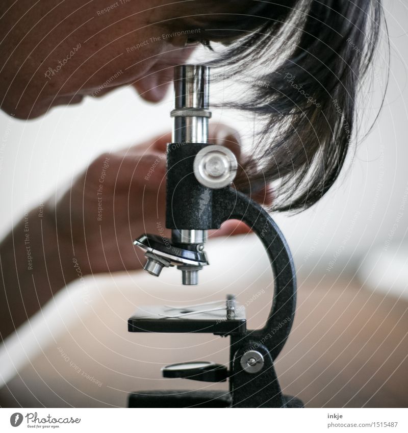 Experiment 2 Bildung Wissenschaften Arbeit & Erwerbstätigkeit Beruf Labor Mikroskop Frau Erwachsene Leben Gesicht Hand Oberkörper 1 Mensch 30-45 Jahre Blick