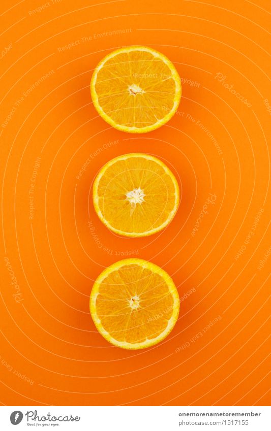 Jammy Orangen-Dreier auf Orange Kunst Kunstwerk ästhetisch orange 3 gestalten Dekoration & Verzierung Design aufgeschnitten mehrfarbig knallig Kreativität