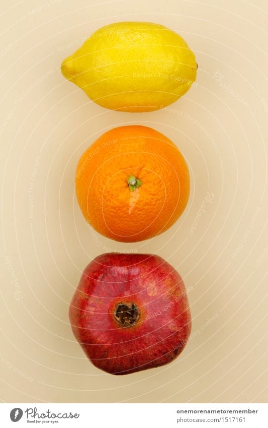 Jammy Zitrone Orange Granatapfel Verlauf Kunst Kunstwerk ästhetisch Frucht Auswahl beige lecker Gesunde Ernährung vitaminreich gelb rot Farbfoto mehrfarbig