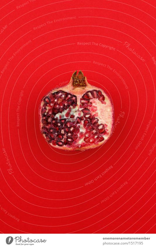 Jammy Granatapfel auf Rot Kunst Kunstwerk ästhetisch Frucht exotisch Südfrüchte Kammer vitaminreich Vitamin C Erkältung rot Design gestalten mehrfarbig knallig