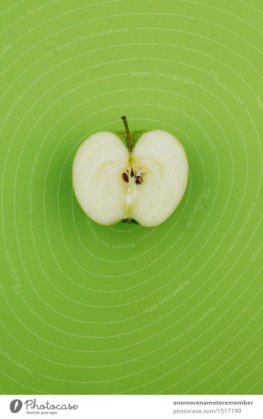 Jammy Apfel auf Grün Kunst Kunstwerk ästhetisch Apfelbaum Apfel der Erkenntnis Apfelernte Apfelsaft Apfelschale Apfelplantage Apfelkompott Hälfte vitaminreich