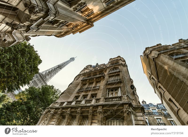 Bon matin à Paris Frankreich Hauptstadt Stadtzentrum Haus Turm Bauwerk Gebäude Architektur Fassade Balkon Sehenswürdigkeit Wahrzeichen Tour d'Eiffel Bekanntheit