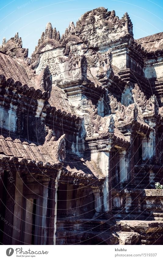 Angkor Wat Tempelansicht, Siem Reap, Kambodscha schön Tourismus Sightseeing Kultur Horizont Baum Ruine Gebäude Architektur Fluggerät alt historisch oben Schutz