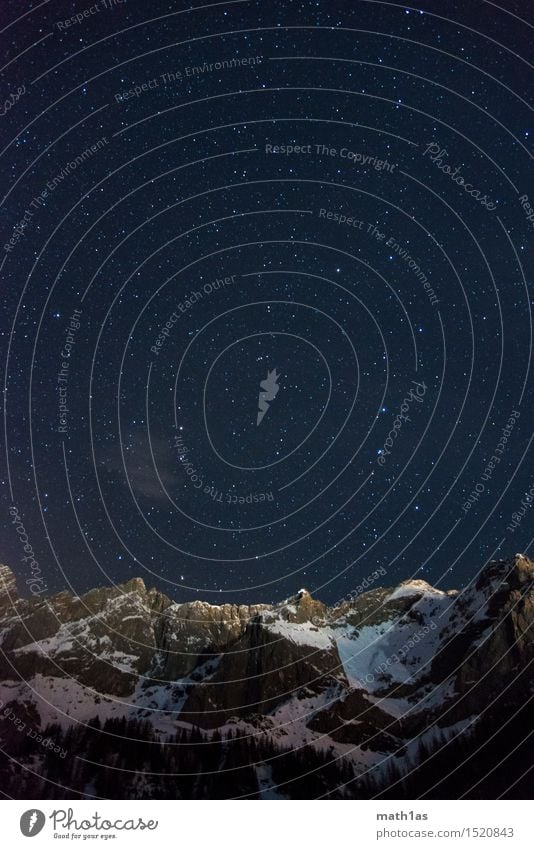 Sternenhimmel Dachstein Bergstation Nachthimmel Schnee Berge u. Gebirge Gipfel Schneebedeckte Gipfel Frieden Glaube Religion & Glaube Horizont Farbfoto
