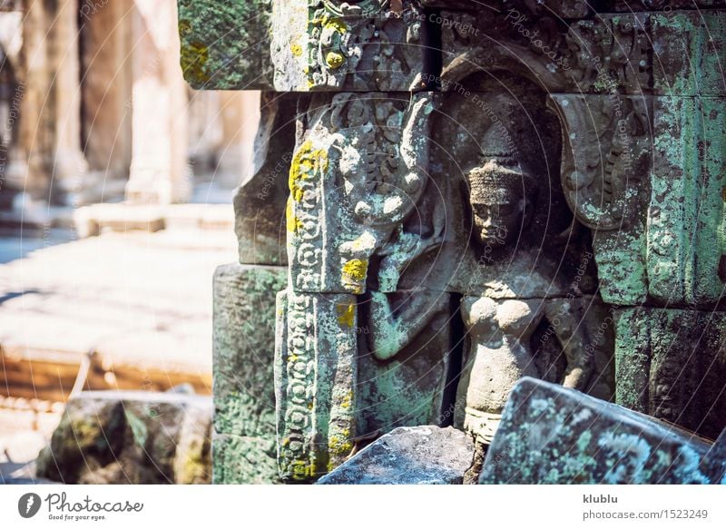 Angkor Thom Tempelansicht, Siem Reap, Kambodscha Gesicht Ferien & Urlaub & Reisen Tourismus Urwald Felsen Ruine Gebäude Architektur Denkmal Stein alt historisch