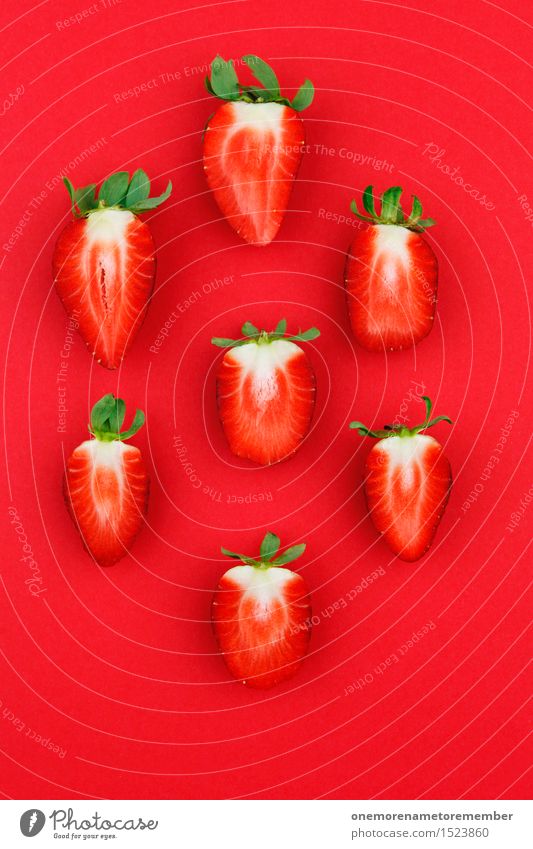 Sommer-Snack Kunst Kunstwerk ästhetisch Erdbeeren rot Teilung Frucht Südfrüchte Erdbeertorte Erdbeereis Erdbeermarmelade Erdbeerjoghurt Erdbeer Shake lecker