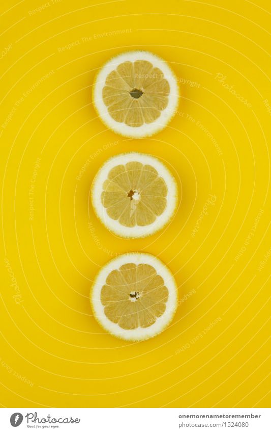 Schmutziger Zitronen-Dreier Kunst Kunstwerk ästhetisch zitronengelb Zitronenschale Zitronenscheibe Design gestalten Reihe 3 Erkältung Vitamin C Farbfoto