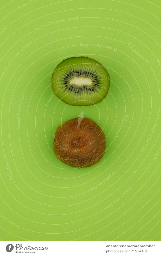 Kiwi... Zack! Kunst Kunstwerk ästhetisch Hälfte 2 grün grasgrün lecker vitaminreich Teilung mehrfarbig Vegetarische Ernährung Bioprodukte Farbfoto Innenaufnahme