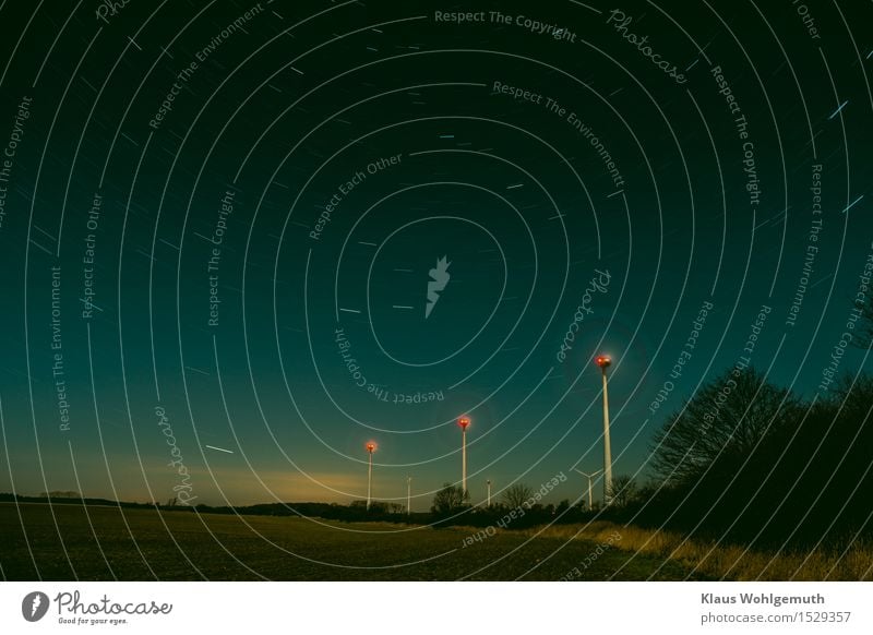 Die alte Landwehr Energiewirtschaft Erneuerbare Energie Windkraftanlage Natur Landschaft Himmel Wolkenloser Himmel Nachthimmel Stern Horizont Herbst Winter Baum