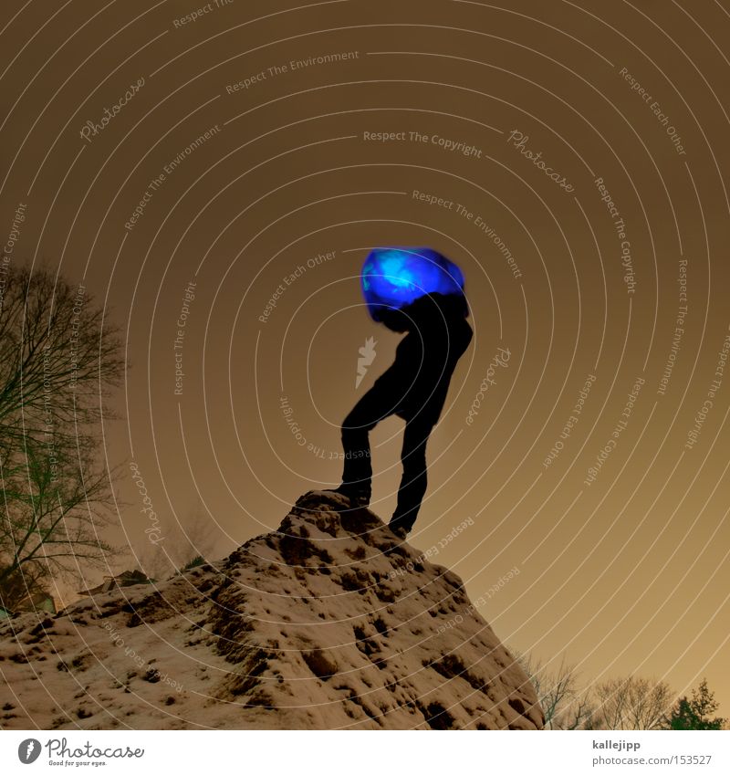 marsexplorer Planet Oberfläche Mensch Außerirdischer blau Stimmung Atmosphäre Maske Karnevalskostüm Lampe Beleuchtung Licht Gipfel Schnee Eis Winter